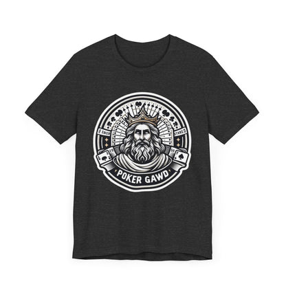 Poker Gawd Graphic T-shirt. For fashion, luck, poker players, and gamblers