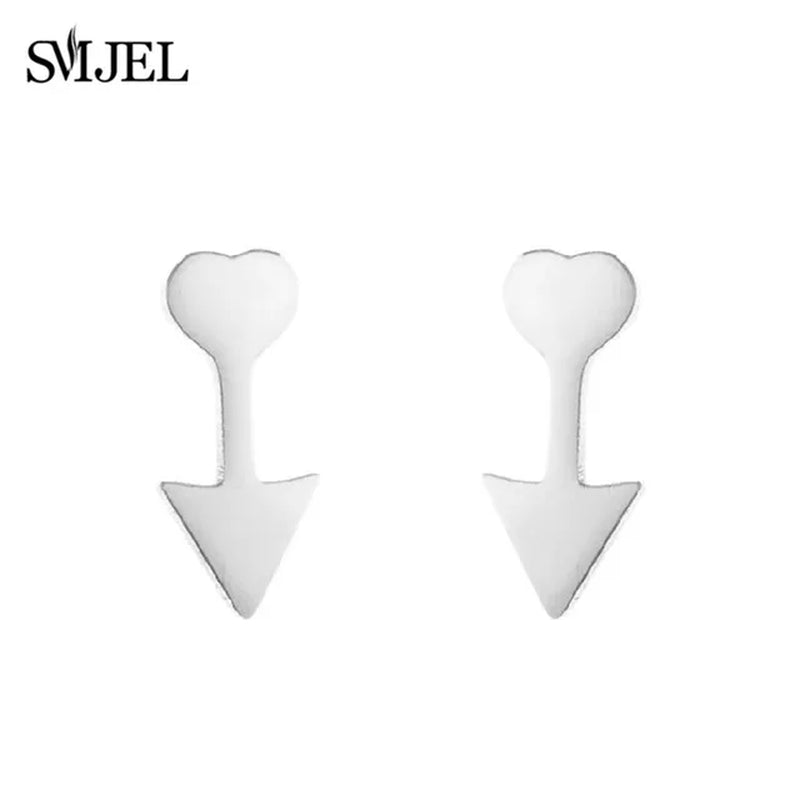 Stainless Steel Creative Poker Ace Stud Earrings Small Black Heart Spades Earrings for Women Girls Jewelry Unique Design Earings