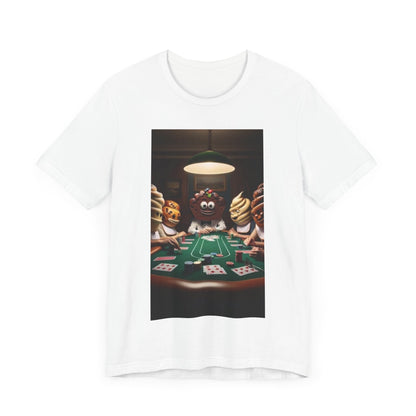 Poker Cake Pastelito Unisex Short Sleeve Tee. Lucky, good luck, poker players, gamblers. Pastel, pastelito, cake series