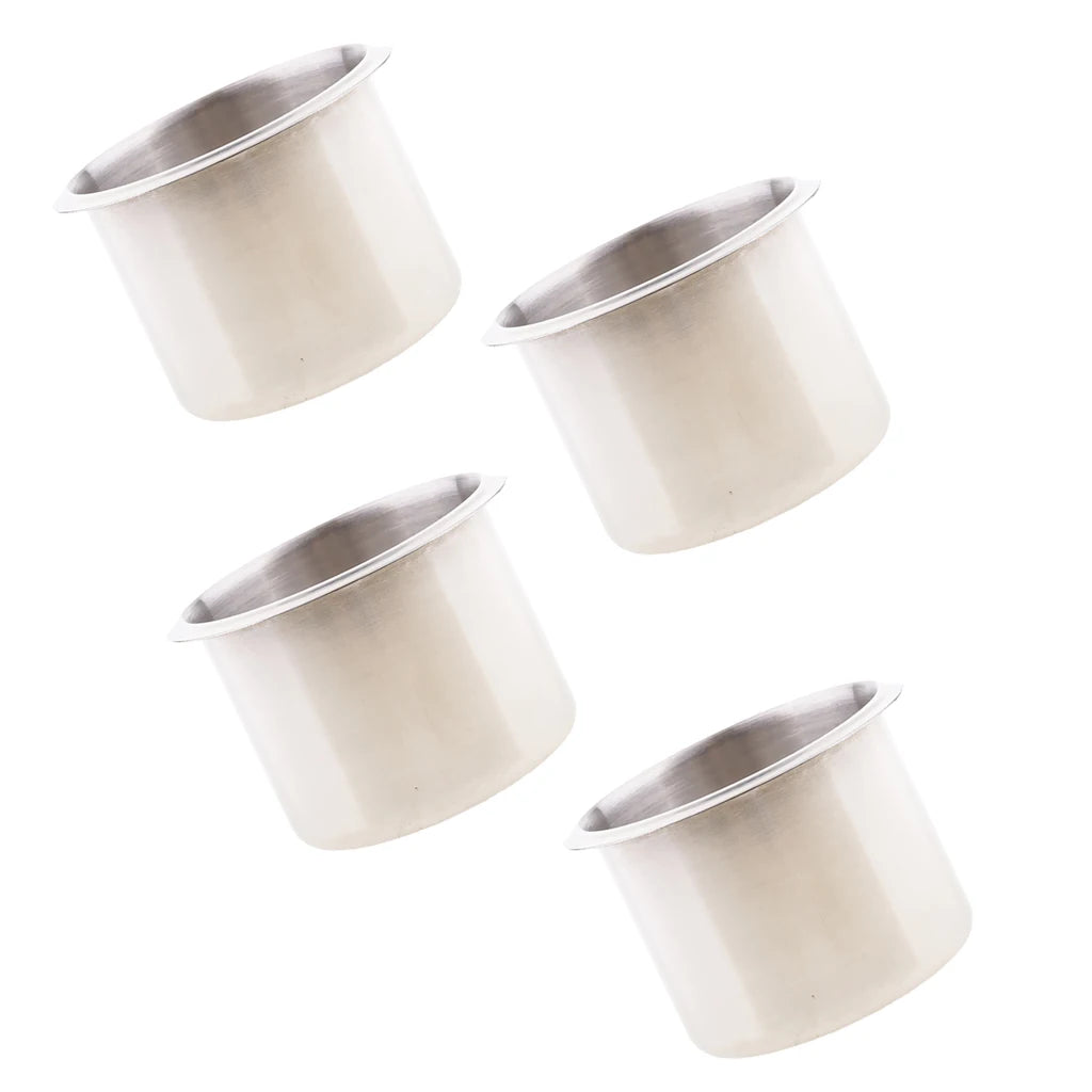 Pack of 4 Stainless Steel Poker Table Cup Holder Inserts Recessed Cup Drink Holder for Car Boat Truck Water Bottle Holder