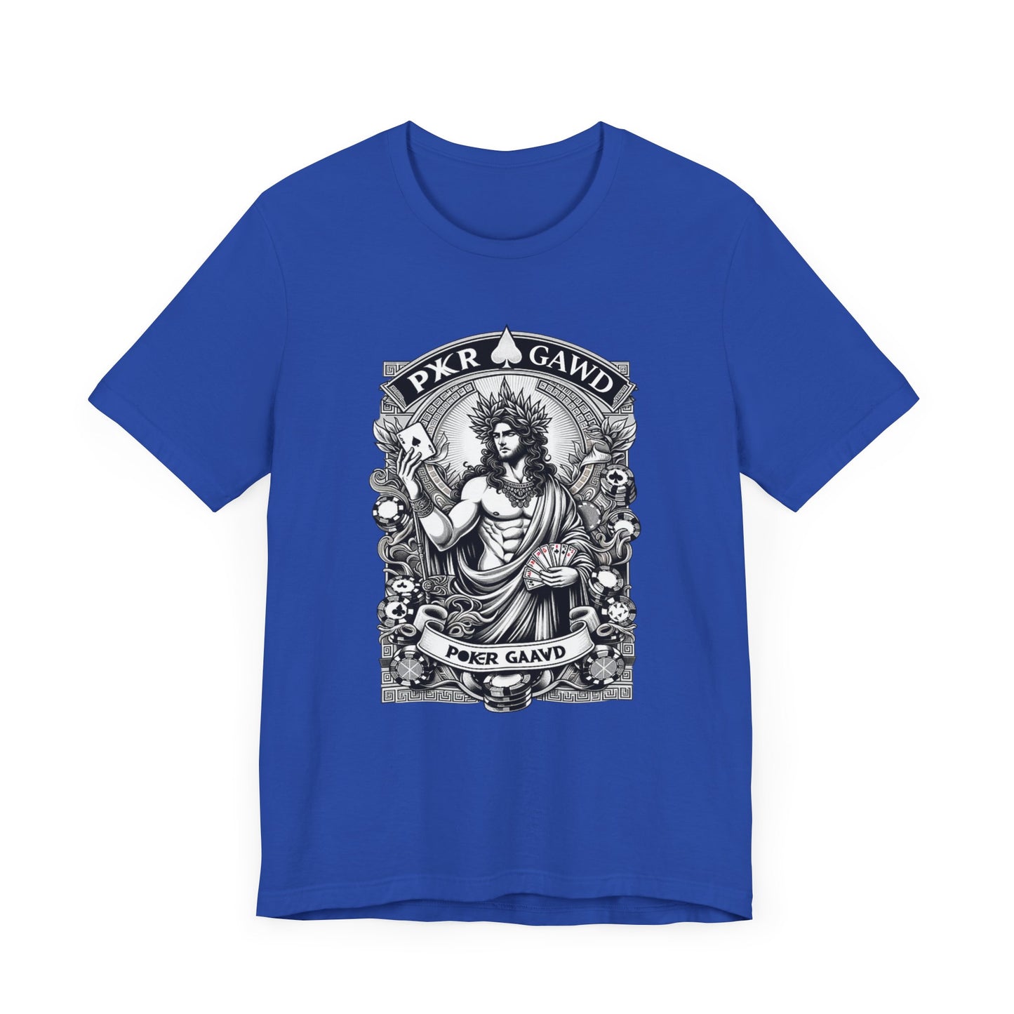 Poker Gawd Graphic t-shirt unisex short sleeve tee. For fashion, luck, poker players, and gamblers