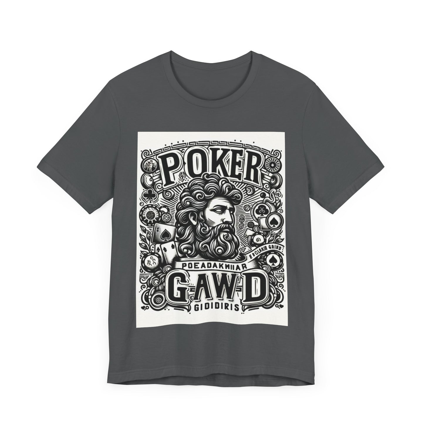 Poker Gawd Graphic t-shirt unisex short sleeve tee. For fashion, luck, poker players, and gamblers