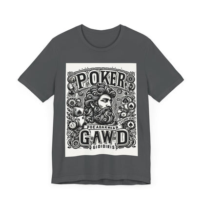 Poker Gawd Graphic t-shirt unisex short sleeve tee. For fashion, luck, poker players, and gamblers