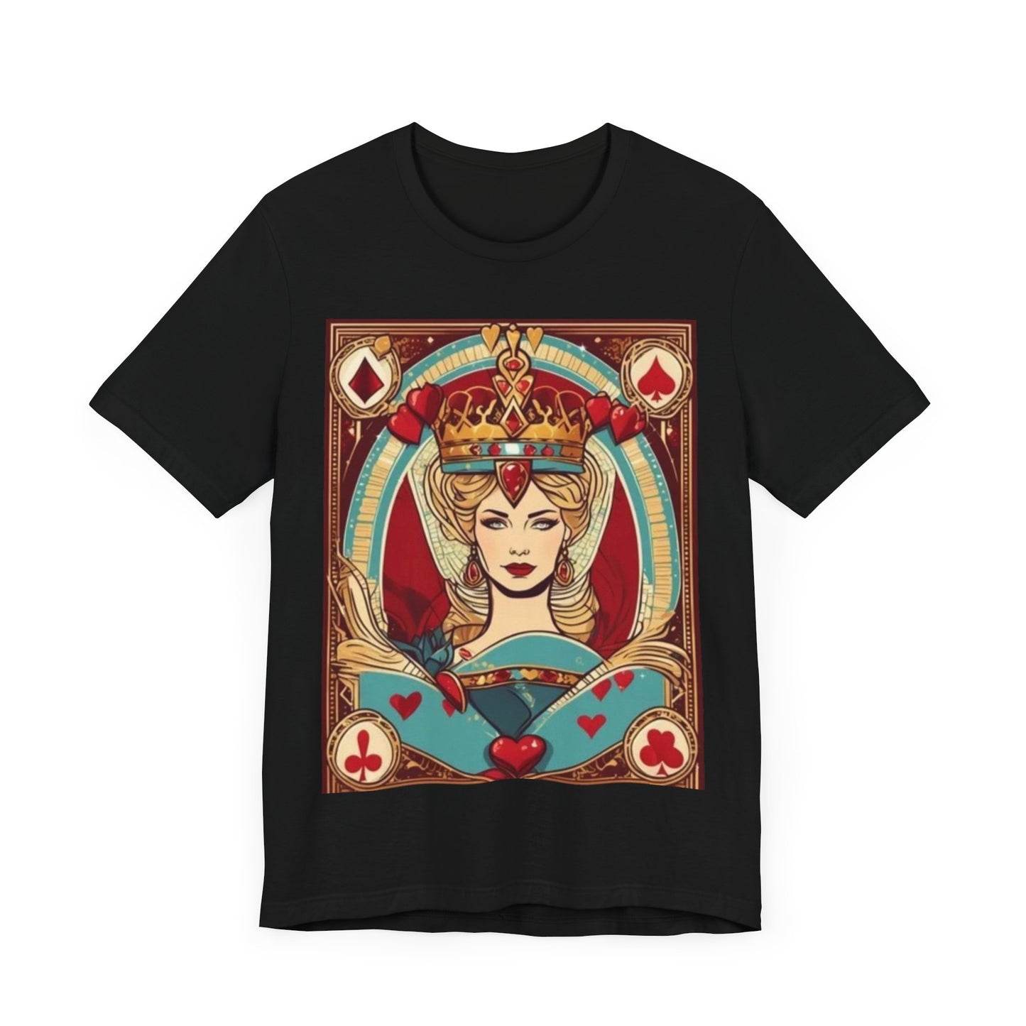 Gamblers Queen of Hearts Unisex Short Sleeve Tee, Lady Luck, Poker, Gambler