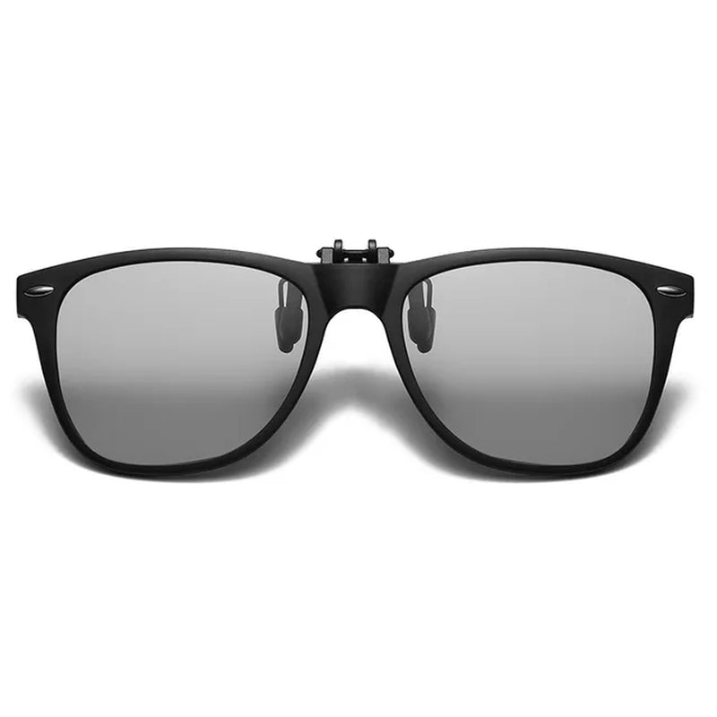 Square Polarized Clip on Sunglasses Men Flip up Photochromic Sunglasses Driver anti Glare Goggles Night Vision Glasses