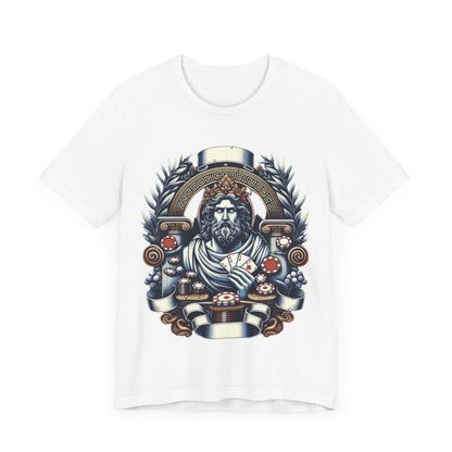 Poker Gawd Graphic t-shirt unisex short sleeve tee. For fashion, luck, poker players, and gamblers