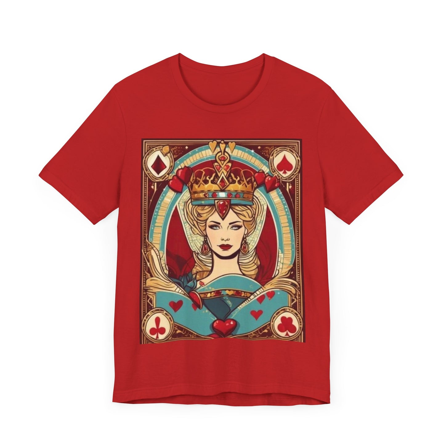 Gamblers Queen of Hearts Unisex Short Sleeve Tee, Lady Luck, Poker, Gambler