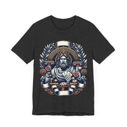 Poker Gawd Graphic t-shirt unisex short sleeve tee. For fashion, luck, poker players, and gamblers