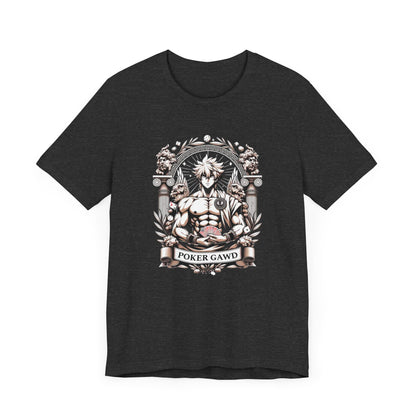 Poker Gawd Graphic t-shirt unisex short sleeve tee. For fashion, luck, poker players, and gamblers