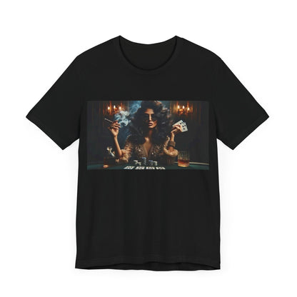 Lady luck Unisex Short Sleeve Tee for Luck, card players, poker players and gamblers