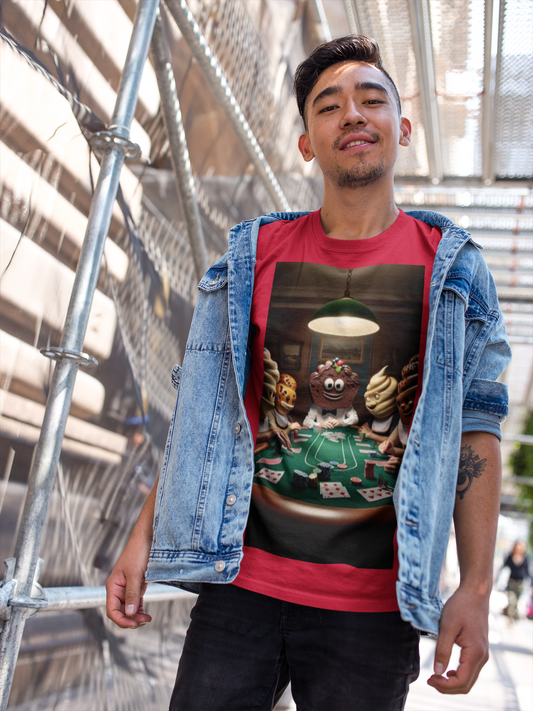 Poker Cake Pastelito Unisex Short Sleeve Tee. Lucky, good luck, poker players, gamblers. Pastel, pastelito, cake series
