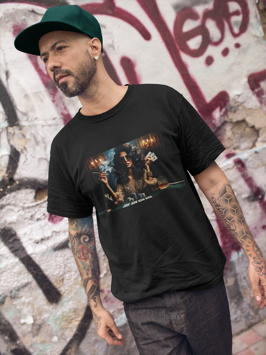 Lady luck Unisex Short Sleeve Tee for Luck, card players, poker players and gamblers