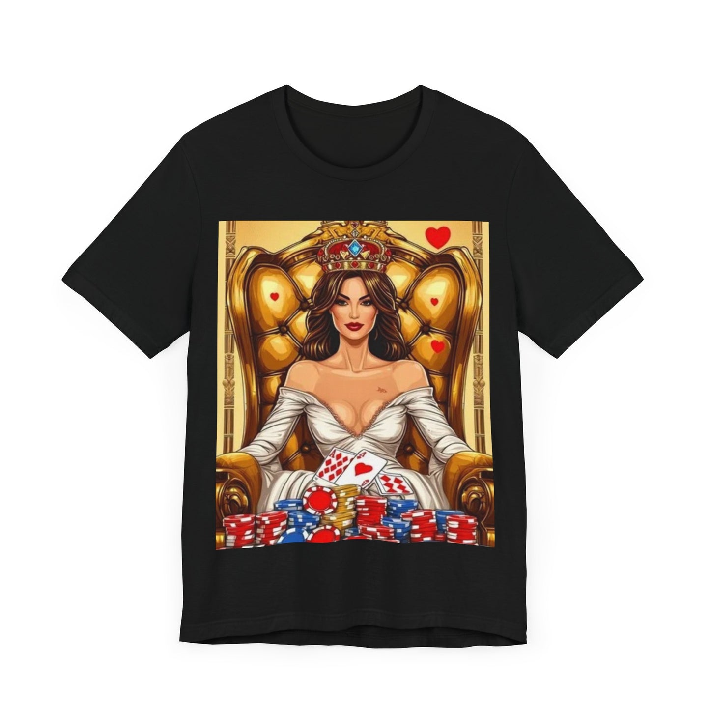 Card Queen Unisex Short Sleeve Tee. Lady luck, poker players, gamblers