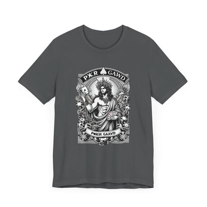 Poker Gawd Graphic t-shirt unisex short sleeve tee. For fashion, luck, poker players, and gamblers