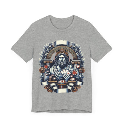 Poker Gawd Graphic t-shirt unisex short sleeve tee. For fashion, luck, poker players, and gamblers