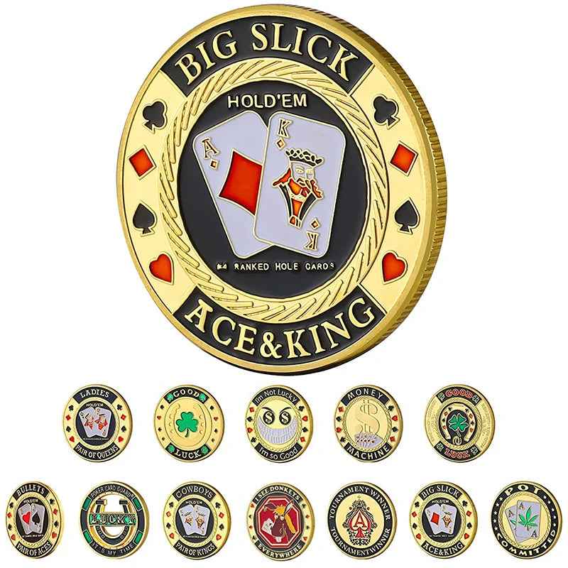 Metal Poker Coin Card Guard Protector Poker Cards Good Luck Challenge Coin Casino Chips Dealer Token Souvenir Collectible Gifts