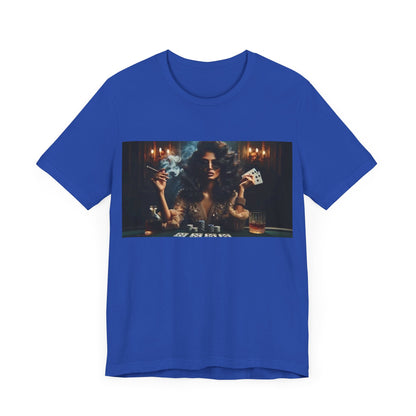 Lady luck Unisex Short Sleeve Tee for Luck, card players, poker players and gamblers