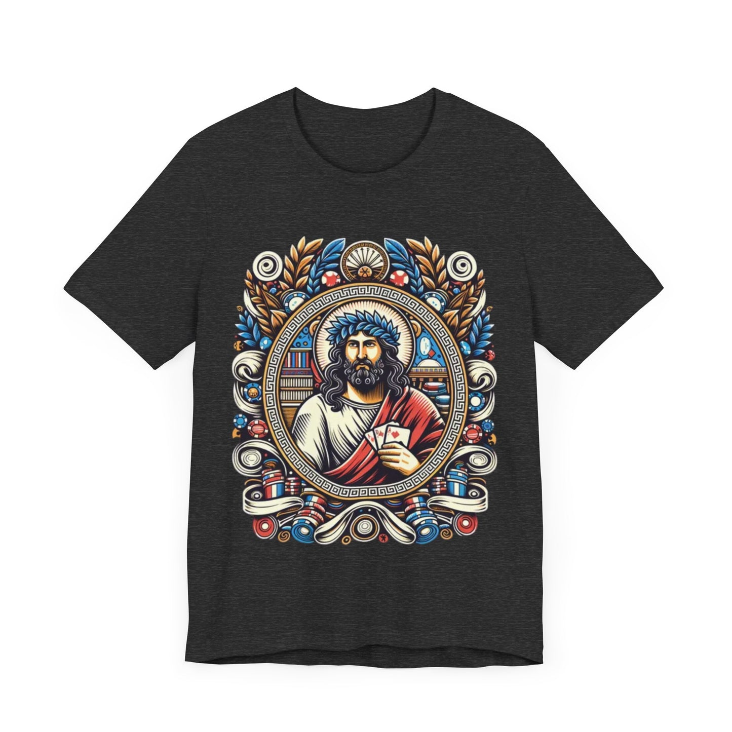 Poker Gawd Graphic t-shirt unisex short sleeve tee. For fashion, luck, poker players, and gamblers
