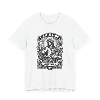 Poker Gawd Graphic t-shirt unisex short sleeve tee. For fashion, luck, poker players, and gamblers