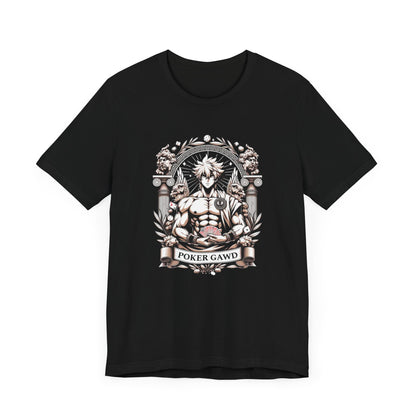 Poker Gawd Graphic t-shirt unisex short sleeve tee. For fashion, luck, poker players, and gamblers