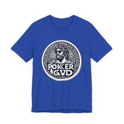 Poker Gawd Graphic t-shirt unisex short sleeve tee. For fashion, luck, poker players, and gamblers