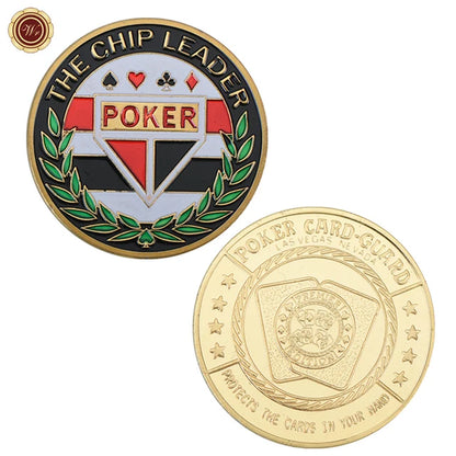 Metal Poker Coin Card Guard Protector Poker Cards Good Luck Challenge Coin Casino Chips Dealer Token Souvenir Collectible Gifts