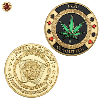 Metal Poker Coin Card Guard Protector Poker Cards Good Luck Challenge Coin Casino Chips Dealer Token Souvenir Collectible Gifts