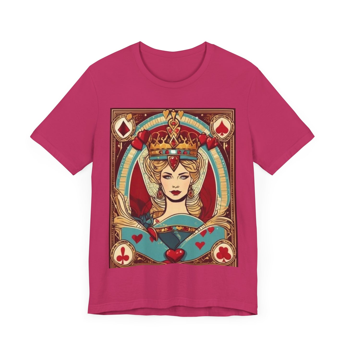 Gamblers Queen of Hearts Unisex Short Sleeve Tee, Lady Luck, Poker, Gambler