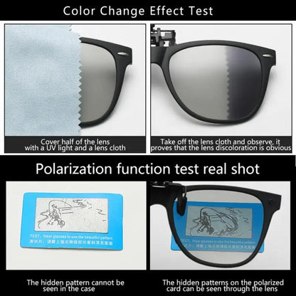 Square Polarized Clip on Sunglasses Men Flip up Photochromic Sunglasses Driver anti Glare Goggles Night Vision Glasses