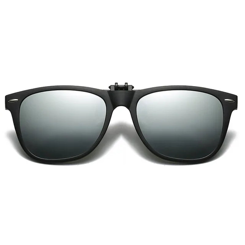 Square Polarized Clip on Sunglasses Men Flip up Photochromic Sunglasses Driver anti Glare Goggles Night Vision Glasses