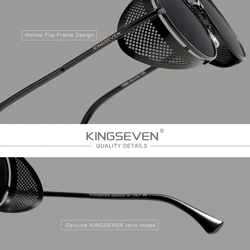 Genuine  Retro round Steampunk Sunglasses Men Retro Women Sun Glasses Shades Vintage Travel Eyewear Gafas De Sol 7550