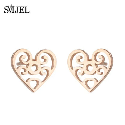 Stainless Steel Creative Poker Ace Stud Earrings Small Black Heart Spades Earrings for Women Girls Jewelry Unique Design Earings