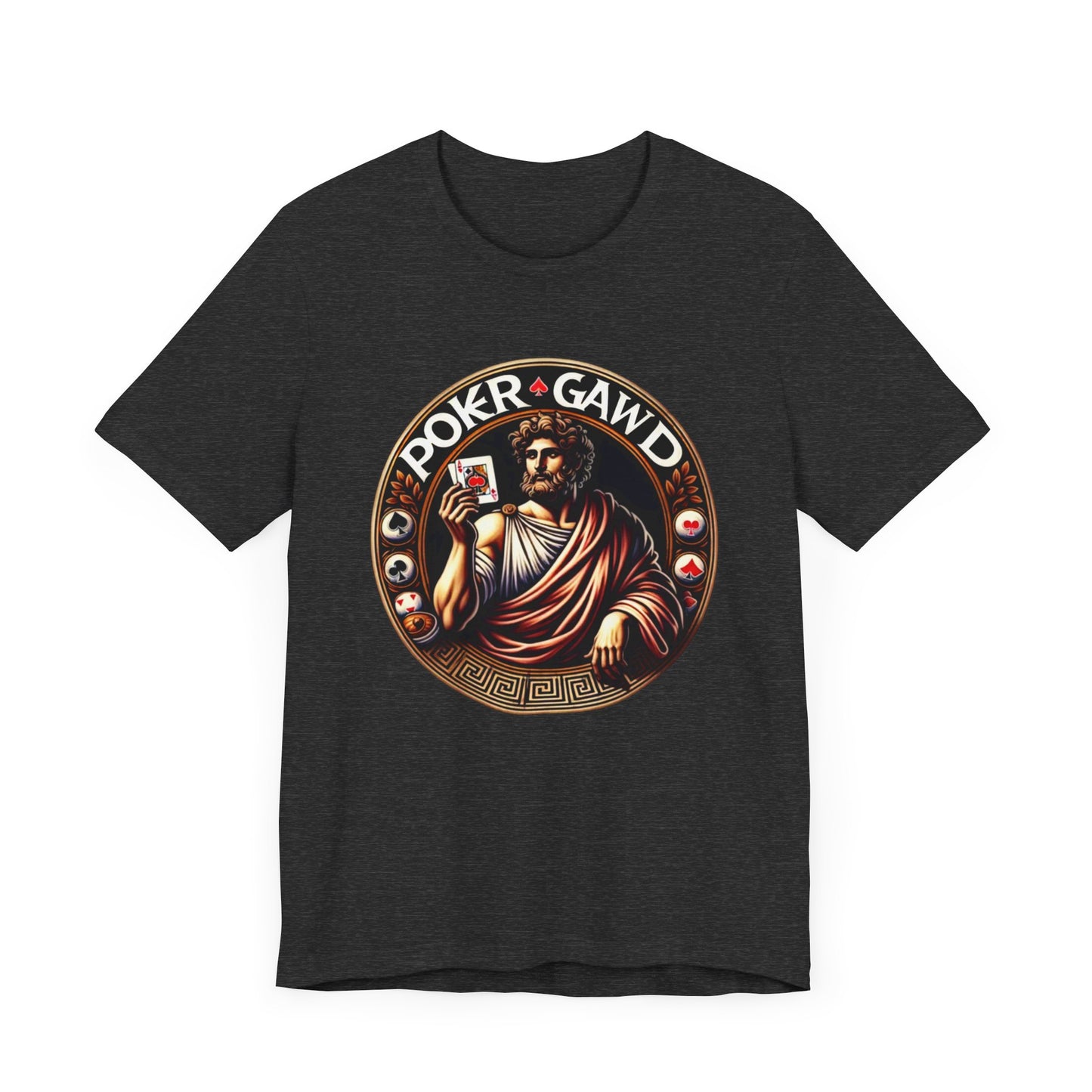 Poker Gawd Graphic t-shirt unisex short sleeve tee. For fashion, luck, poker players, and gamblers