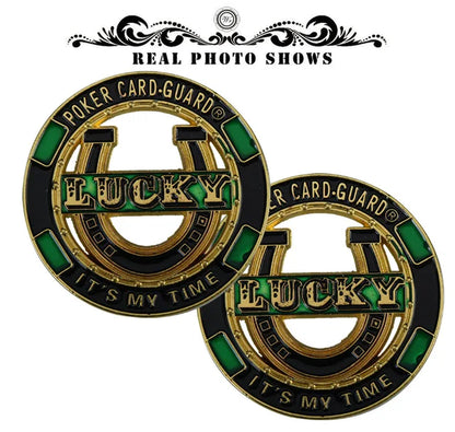 Metal Poker Coin Card Guard Protector Poker Cards Good Luck Challenge Coin Casino Chips Dealer Token Souvenir Collectible Gifts