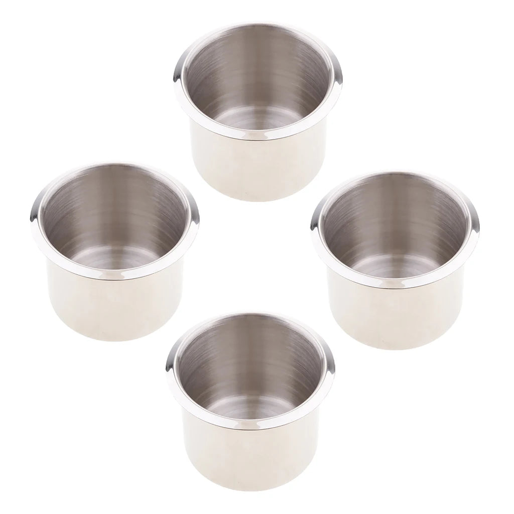 Pack of 4 Stainless Steel Poker Table Cup Holder Inserts Recessed Cup Drink Holder for Car Boat Truck Water Bottle Holder