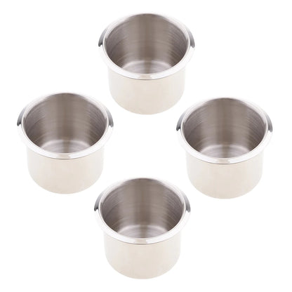 Pack of 4 Stainless Steel Poker Table Cup Holder Inserts Recessed Cup Drink Holder for Car Boat Truck Water Bottle Holder