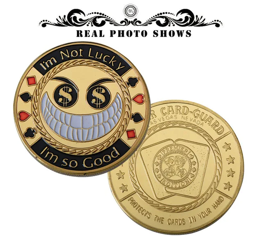 Metal Poker Coin Card Guard Protector Poker Cards Good Luck Challenge Coin Casino Chips Dealer Token Souvenir Collectible Gifts