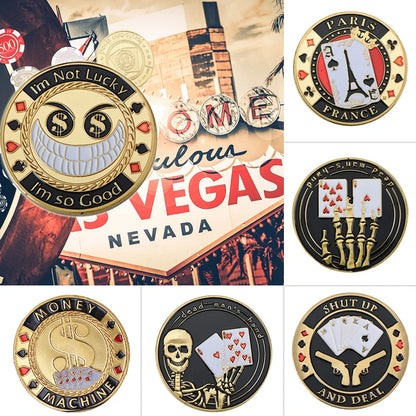 Metal Poker Coin Card Guard Protector Poker Cards Good Luck Challenge Coin Casino Chips Dealer Token Souvenir Collectible Gifts