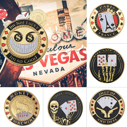 Metal Poker Coin Card Guard Protector Poker Cards Good Luck Challenge Coin Casino Chips Dealer Token Souvenir Collectible Gifts