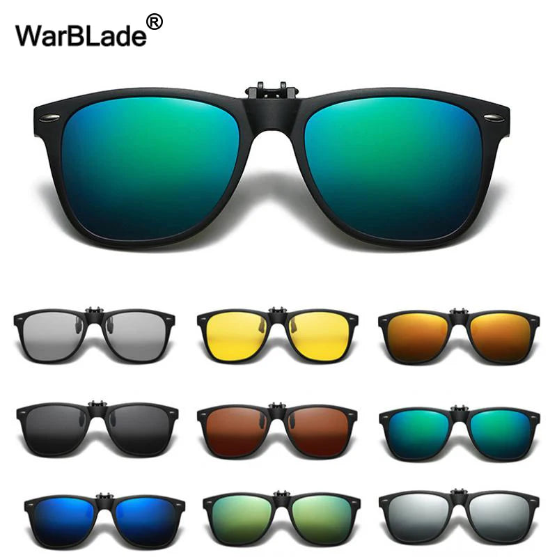 Square Polarized Clip on Sunglasses Men Flip up Photochromic Sunglasses Driver anti Glare Goggles Night Vision Glasses