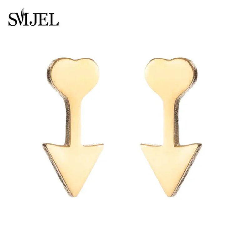 Stainless Steel Creative Poker Ace Stud Earrings Small Black Heart Spades Earrings for Women Girls Jewelry Unique Design Earings