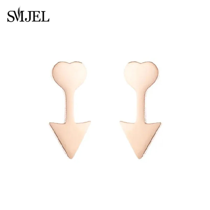 Stainless Steel Creative Poker Ace Stud Earrings Small Black Heart Spades Earrings for Women Girls Jewelry Unique Design Earings