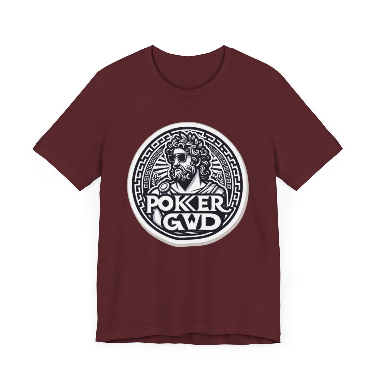 Poker Gawd Graphic t-shirt unisex short sleeve tee. For fashion, luck, poker players, and gamblers