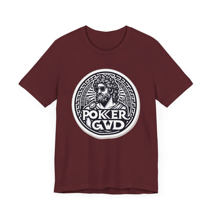 Poker Gawd Graphic t-shirt unisex short sleeve tee. For fashion, luck, poker players, and gamblers