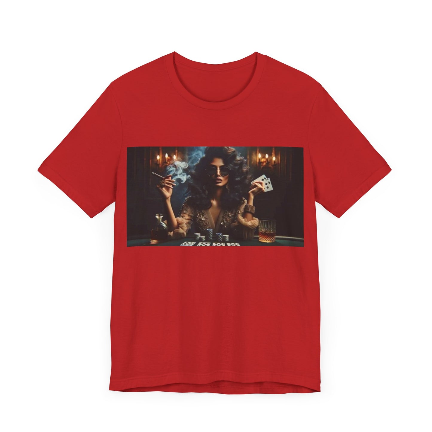Lady luck Unisex Short Sleeve Tee for Luck, card players, poker players and gamblers