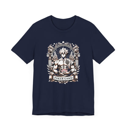 Poker Gawd Graphic t-shirt unisex short sleeve tee. For fashion, luck, poker players, and gamblers