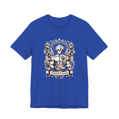 Poker Gawd Graphic t-shirt unisex short sleeve tee. For fashion, luck, poker players, and gamblers