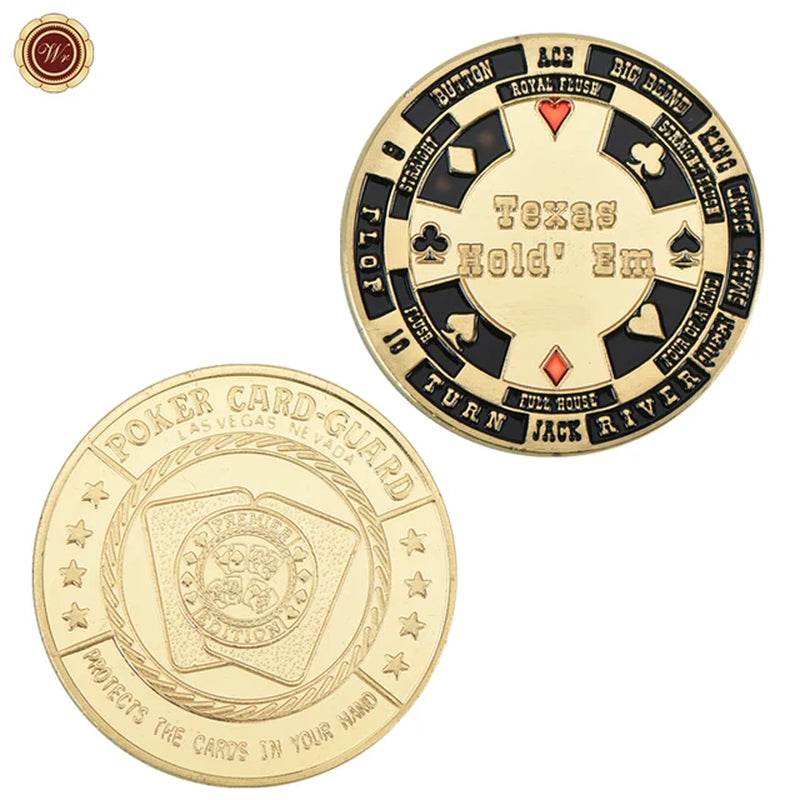 Metal Poker Coin Card Guard Protector Poker Cards Good Luck Challenge Coin Casino Chips Dealer Token Souvenir Collectible Gifts
