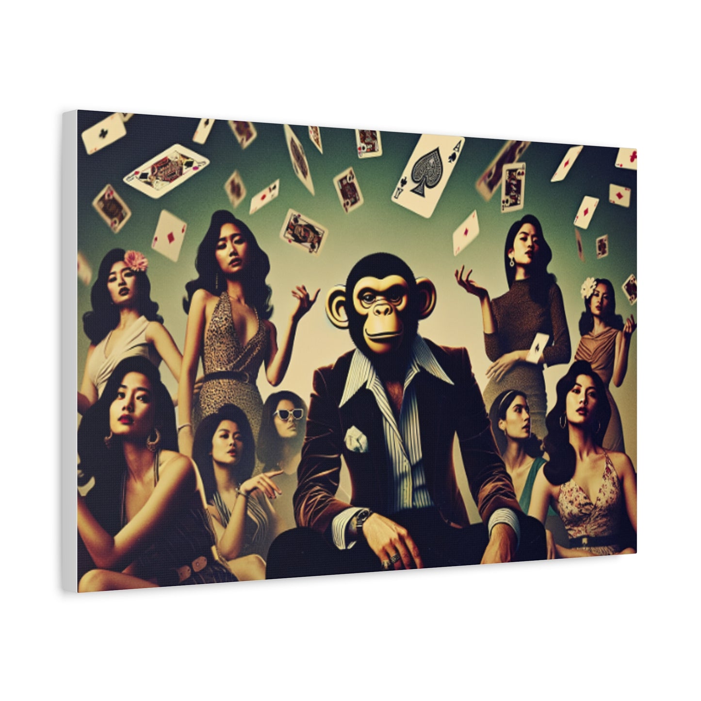Dirty Chango Poker Ape Matte Canvas, Stretched, 1.25"