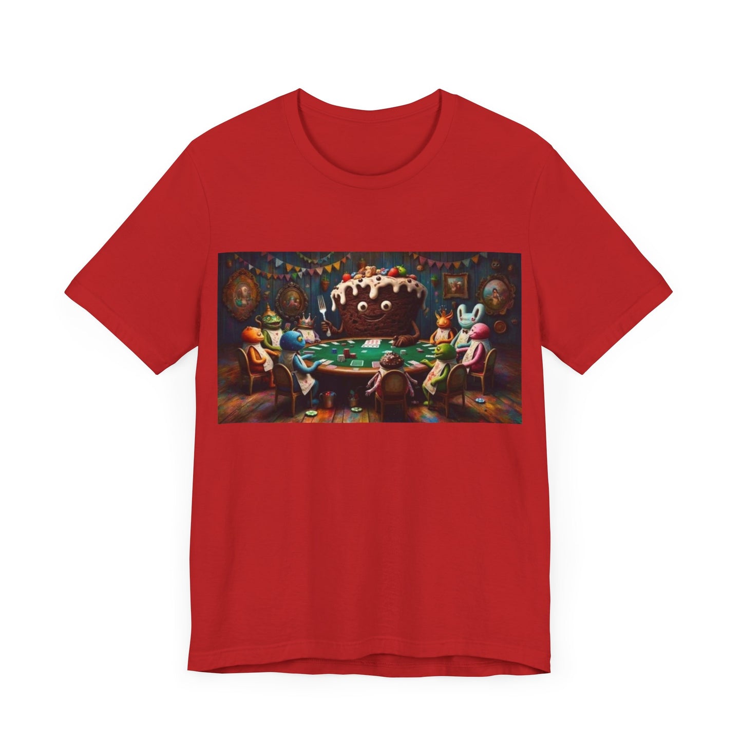 Poker Cake Pastelito Unisex Short Sleeve Tee. Lucky, good luck, poker players, gamblers. Pastel, Pastelito